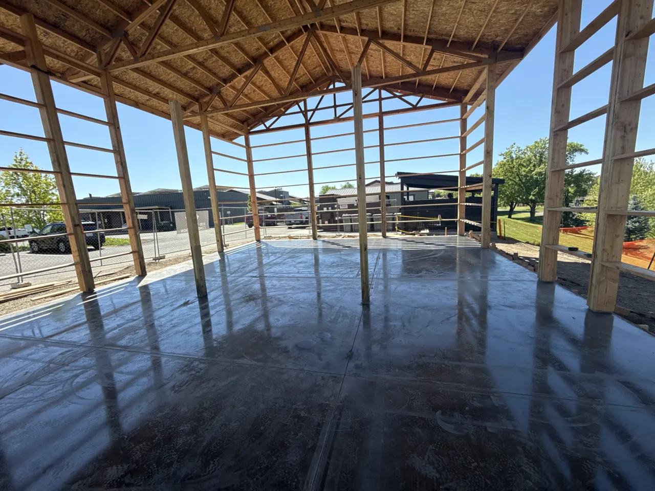 Concrete slab inside the framed building at Walla Walla Veterans Home
